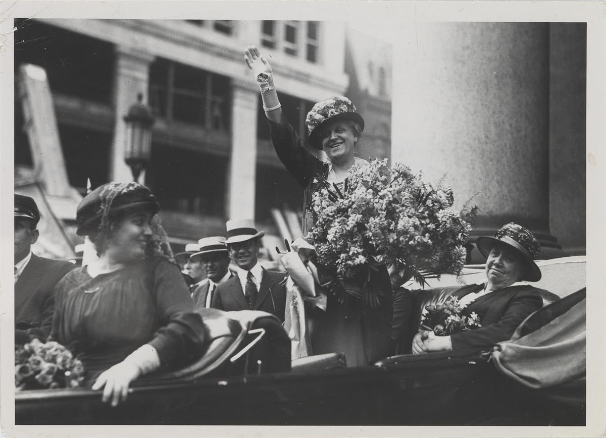 (SUFFRAGISTS) 6 photos related to women demanding the right to vote, including portraits of Elizabeth Cady Stanton and Susan B. Anthony